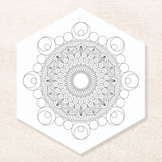 Black and White Mandala v2 Untersetzer (Vorderseite)