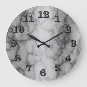 Black and White Marble Große Wanduhr