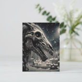 Black and White Mari Lwyd Skeleton Weihnachten Postkarte (Stehend Vorderseite)