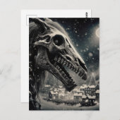 Black and White Mari Lwyd Skeleton Weihnachten Postkarte (Vorne/Hinten)