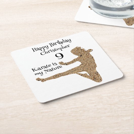 Black and White Martial Arts Karate Happy Birthday Rechteckiger Pappuntersetzer (angewinkelt)