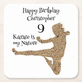 Black and White Martial Arts Karate Happy Birthday Rechteckiger Pappuntersetzer