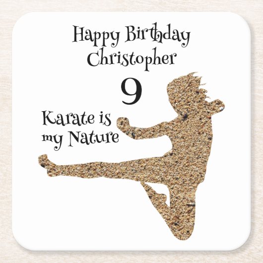 Black and White Martial Arts Karate Happy Birthday Rechteckiger Pappuntersetzer (Vorderseite)