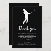 Black and White Memorial Beerdigung Golf Player Dankeskarte (Vorne/Hinten)