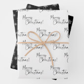 Black and White Merry Christmas Snowflakes Geschenkpapier Set (Beispiel)