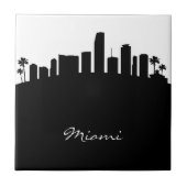 Black and White Miami Skyline Fliese (Vorderseite)