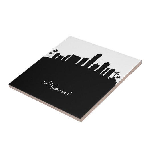 Black and White Miami Skyline Fliese (Seite)