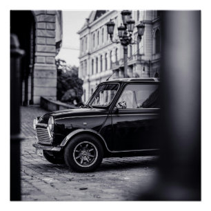 Black and White Mini Cooper Classic-Poster Poster