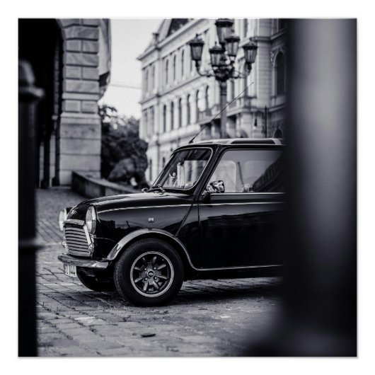 Black and White Mini Cooper Classic-Poster Poster (Vorderseite)