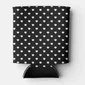 Black and White Mini Hearts Pattern Personalised Dosenkühler (Vorderseite)