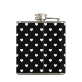 Black and White Mini Hearts Pattern Personalised Flachmann (Rückseite)