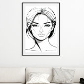 Black and White Minimal Woman Line Art Poster