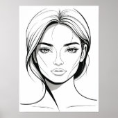 Black and White Minimal Woman Line Art Poster (Vorne)