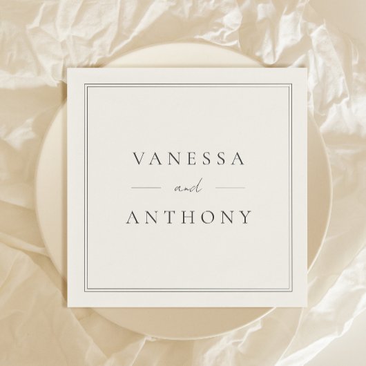 Black and White Minimalist Modern Wedding Serviette