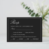Black and White Minimalist RSVP Wedding Enclosure  (Stehend Vorderseite)