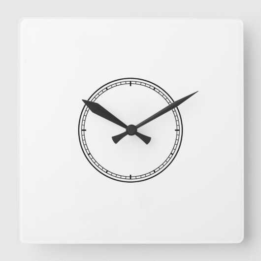 Black and White Minimalist Square Wall Clock Quadratische Wanduhr (Vorderseite)