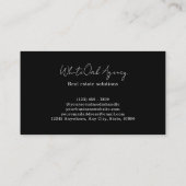 Black and White Modern Calligraphy Script Monogram Visitenkarte (Rückseite)