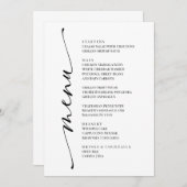 Black and White Modern Elegant Menu  Menükarte (Vorne/Hinten)