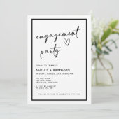 Black and White Modern Engagement Party Einladung (Stehend Vorderseite)