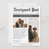 Black and White Modern Newspaper Wedding Einladung (Vorderseite)