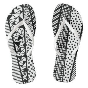 Black and white - modern pattern badesandalen