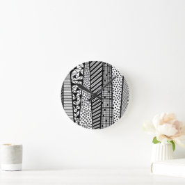 Black and white - modern pattern runde wanduhr