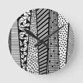 Black and white - modern pattern runde wanduhr (Vorderseite)