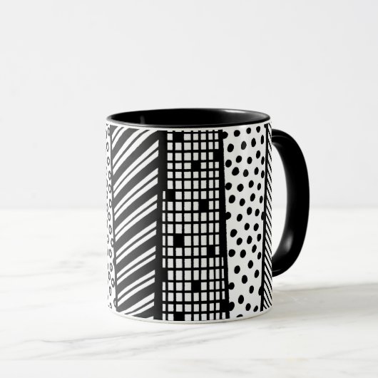 Black and white - modern pattern tasse (VorderseiteRechts)