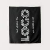 Black and White Modern Rectangular Logo Wandteppich (Vorderseite)