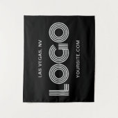 Black and White Modern Rectangular Logo Wandteppich (Vorderseite)