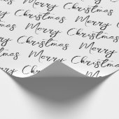 Black and White Modern Script Merry Christmas Geschenkpapier (Ecke)