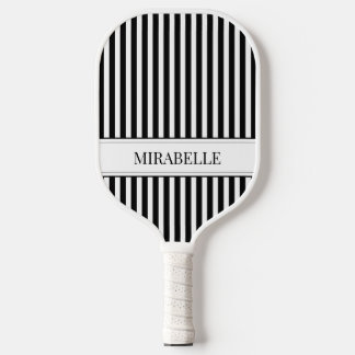 Black and White Modern Simple Stripes Professional Pickleball Schläger