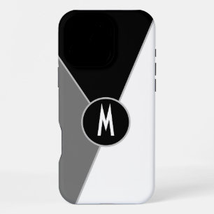 Black and white Monochrome Color block Monogrammed iPhone 16 Pro Max Hülle