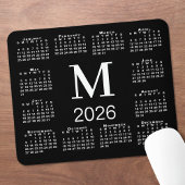 Black and White Monogram 2026 Calendar Mousepad
