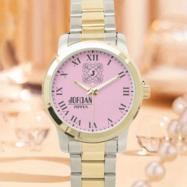 Black and White Monogram and Name Armbanduhr