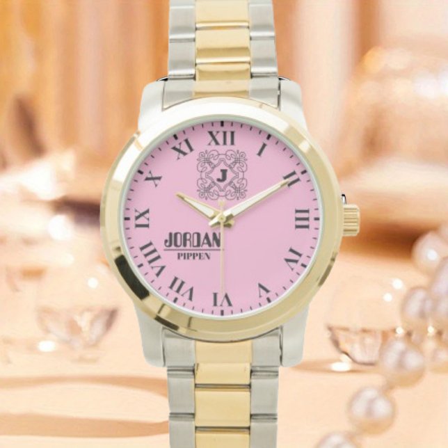 Black and White Monogram and Name Armbanduhr (Von Creator hochgeladen)