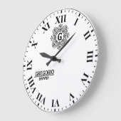 Black and white Monogram modern minimalist elegant Große Wanduhr (Winkel)