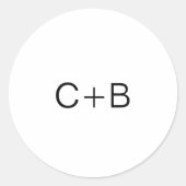 Black and White Monogram Modern Wedding Runder Aufkleber (Vorderseite)