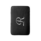 Black and White Monogram Plush Minimalist Badematte (Vorderseite Vertikal)