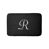 Black and White Monogram Plush Minimalist Badematte (Vorderseite)