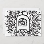 Black and White Monogram Tattoo Flowers Wedding Einladung (Rückseite)