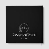 Black and White Monogram Wedbook Gästebuch (Rückseite)