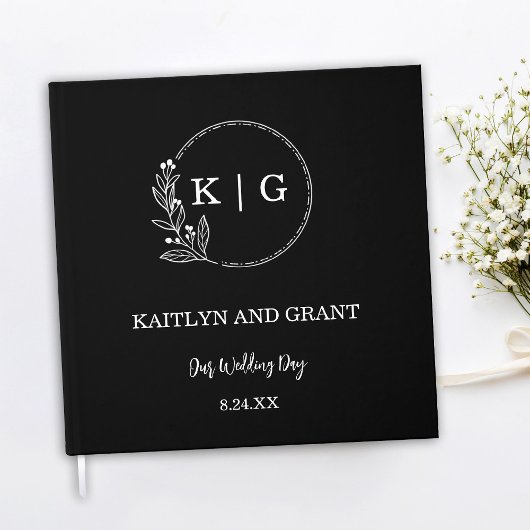 Black and White Monogram Wedbook Gästebuch