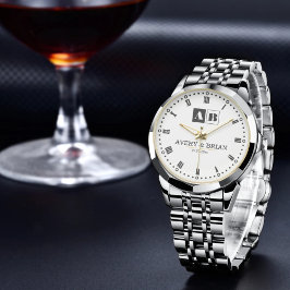 Black and White Monogram Wedding  Armbanduhr