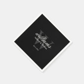 Black and White Monogram Wedding Serviette (Ecke)