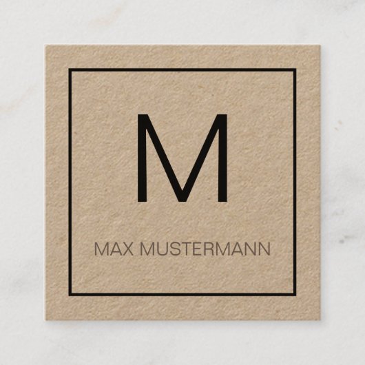 Black and White Monogramm Quadratische Visitenkarte (Vorderseite)