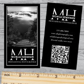 Black and White Monogrammed Logo 1 Photo Qr Code B Visitenkarte