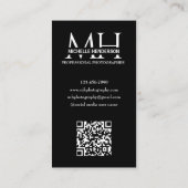 Black and White Monogrammed Logo 1 Photo Qr Code Visitenkarte (Rückseite)