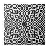 Black And White Mosaic Geometric Pattern Fliese (Vorderseite)
