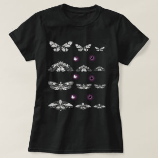 Black and White Moth , Butterfly Art T-Shirt